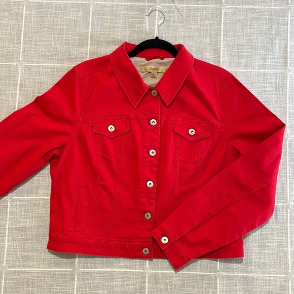 Motto Solid Red Denim Jacket Size L - Picture 3 of 12